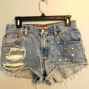 Distressed Levi Jean shorts